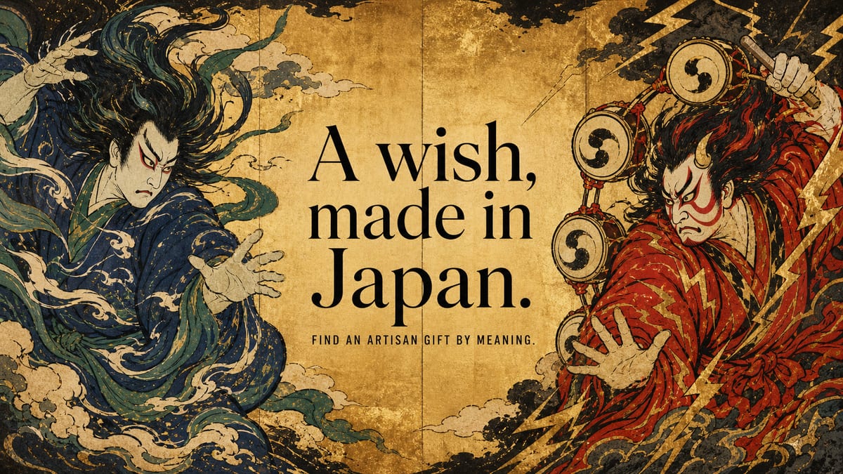 風神雷神を主役にしたWish, Made in Japan.のキービジュアル